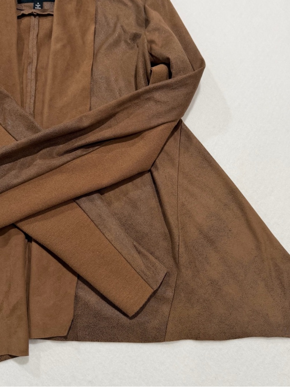 C. Luce Brown Faux Suede Open Front Jacket Size S - Picture 8 of 10